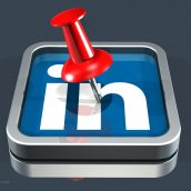LinkedIn Logo and Push Pin