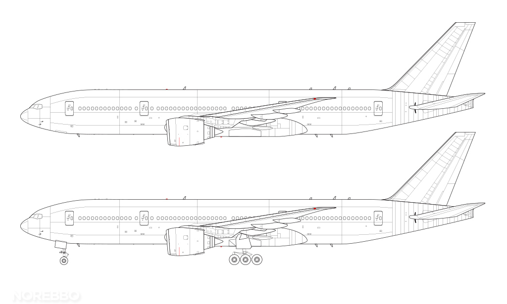 Boeing 777-200 blank illustration templates – Norebbo