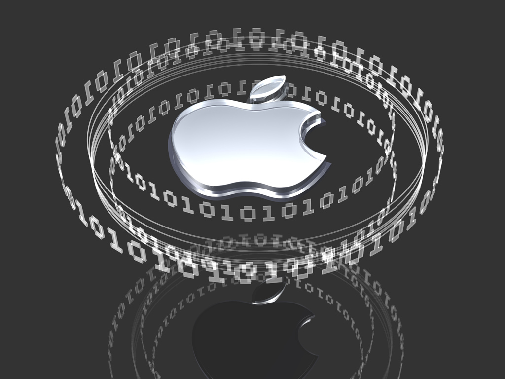 glass and metal apple logo
