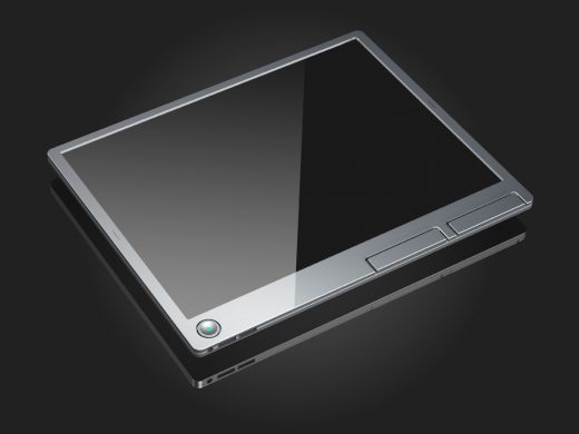 Free stock illustration of a blank tablet computer in a layered Photoshop (PSD) format