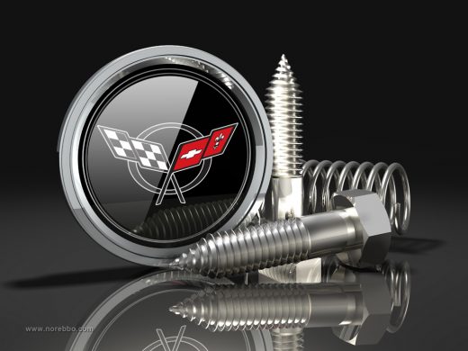 Corvette logo illustrations rendered with a variety of objects