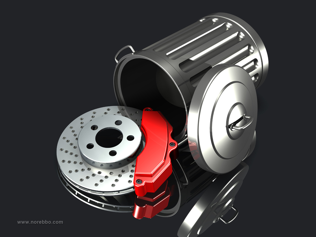 disc brakes 3d rendering