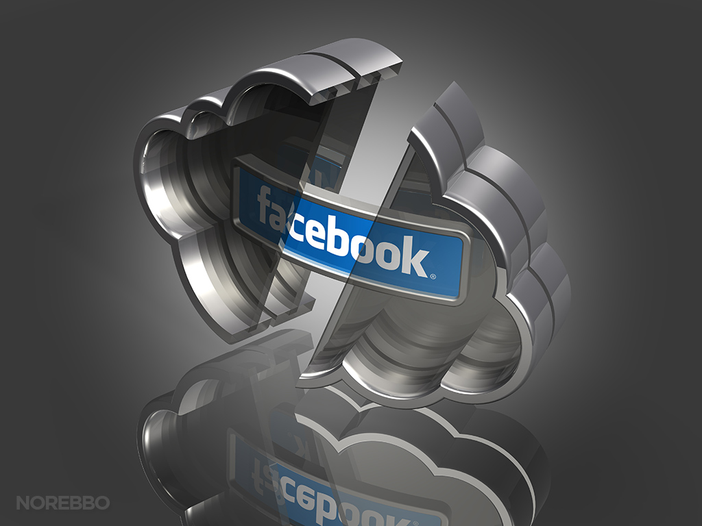 3d facebook cloud logo