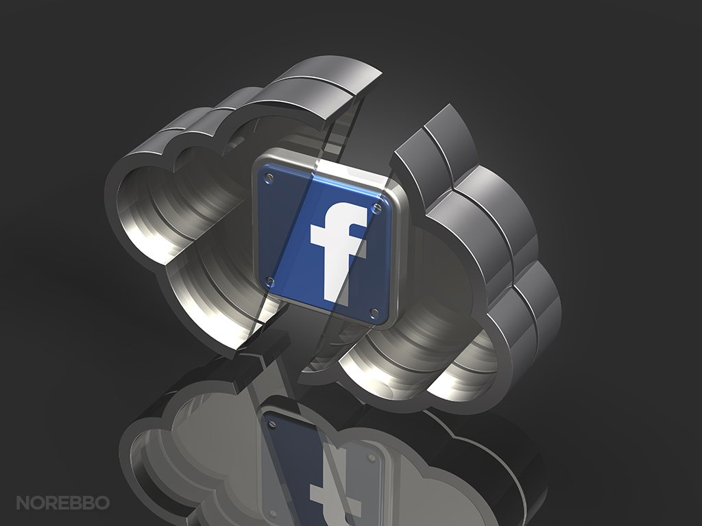 3d facebook cloud logo