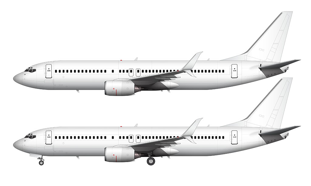 Boeing 737-800 blank illustration templates