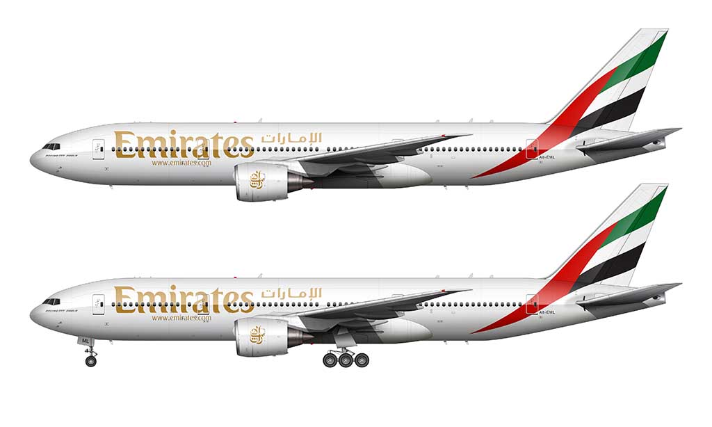 Emirates Boeing 777-200 side view