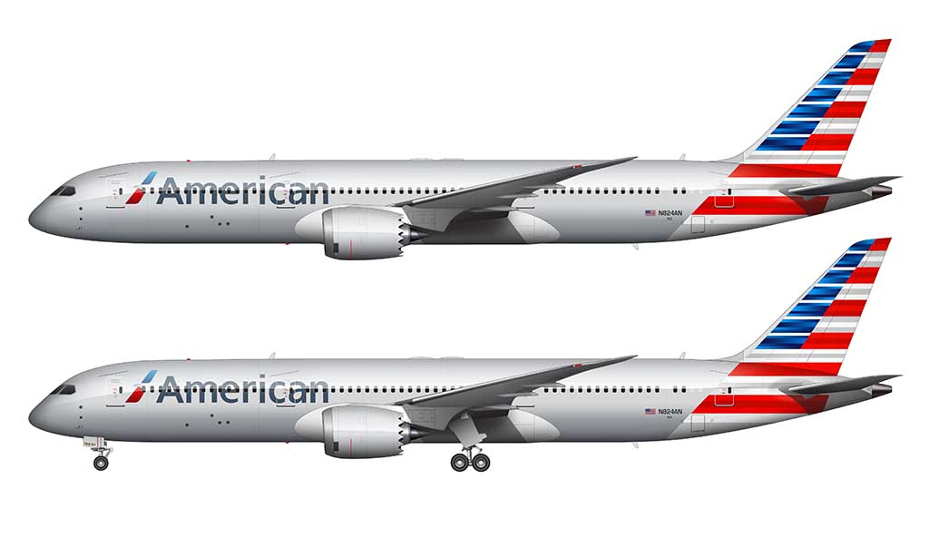 American Airlines Boeing 787-9 side view