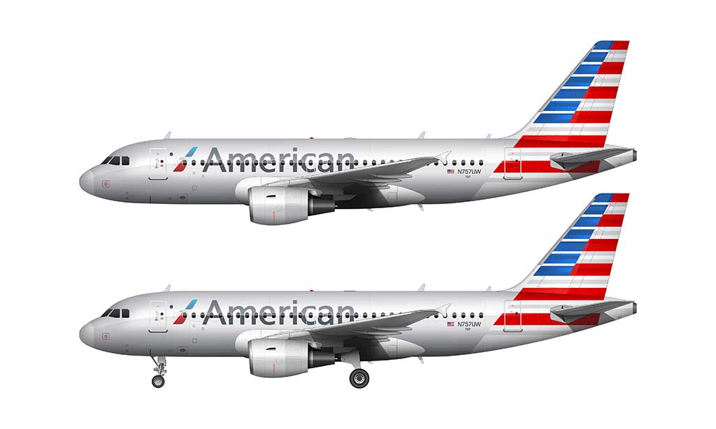 American Airlines A319 side view