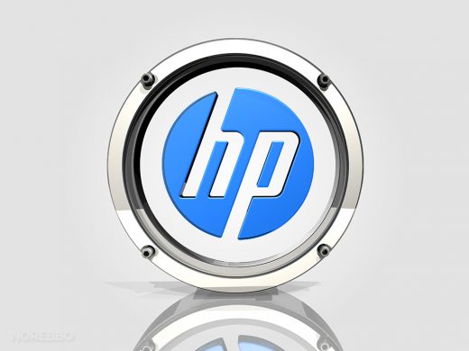 Glass and metal HP logo illustrations