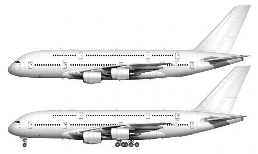 Airbus A380-800 blank illustration templates