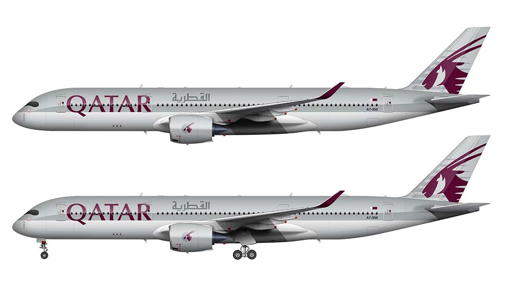 Qatar Airways Airbus A350-900 illustration