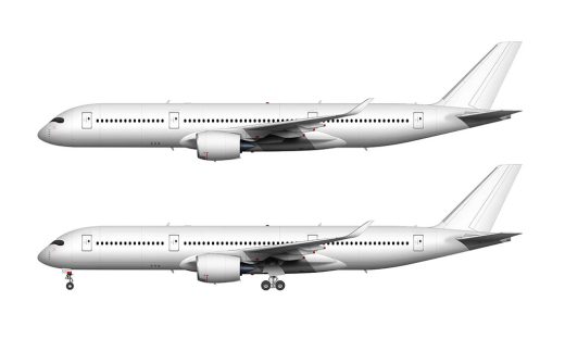 Airbus A350-900 blank illustration templates