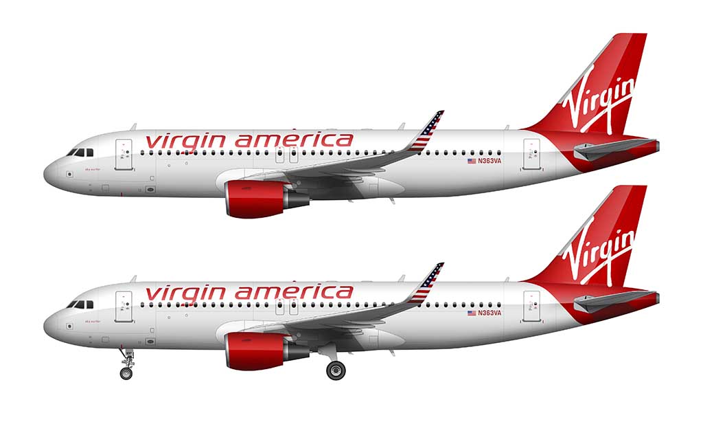 Virgin America A320 with sharklets livery