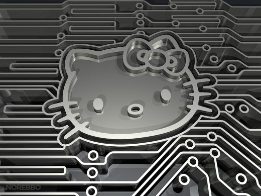 Metal and glass Hello Kitty 3d renderings