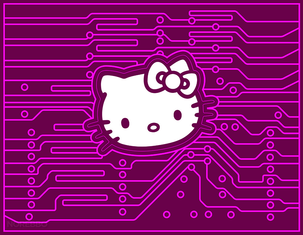 Flat Hello Kitty Circuit Board