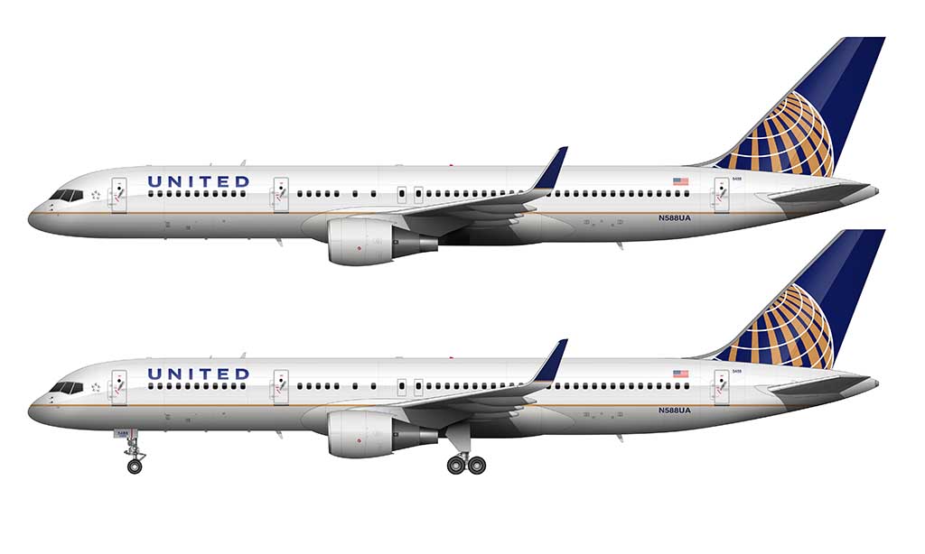 united continental globe livery Boeing 757-200 with winglets