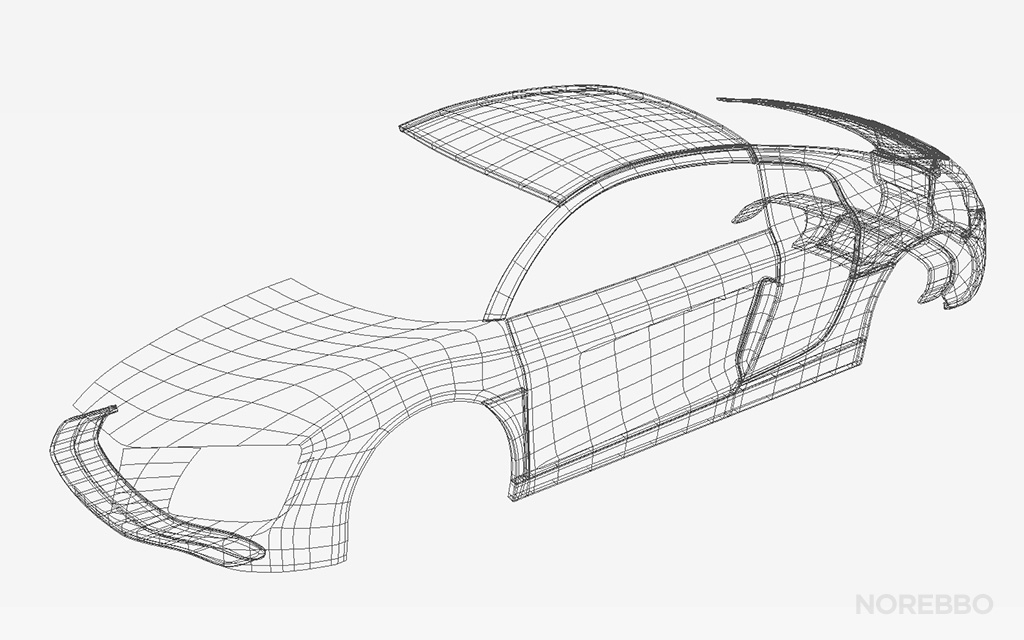 Audi R8 wireframe I'm currently building