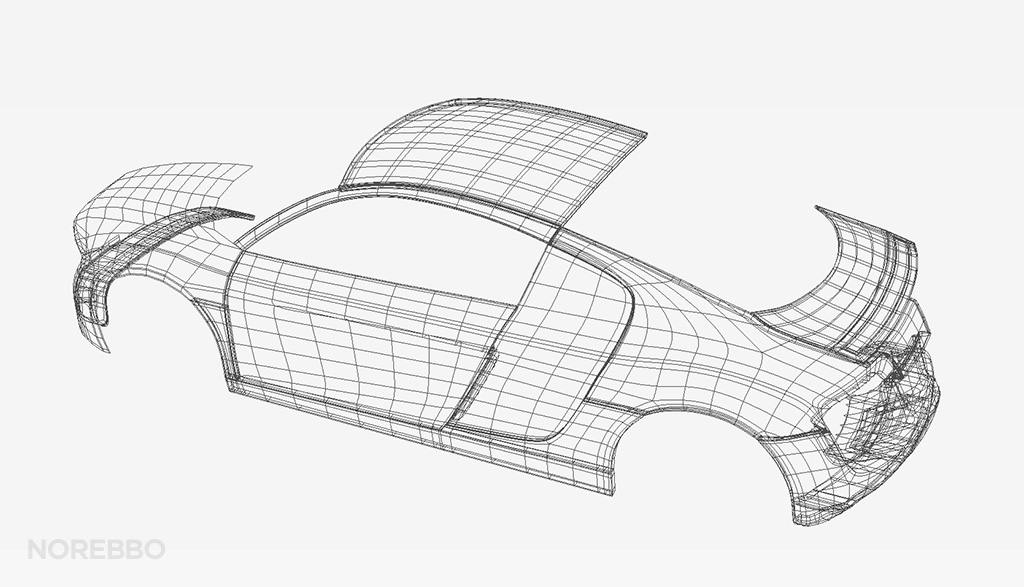 Audi R8 3d wireframe