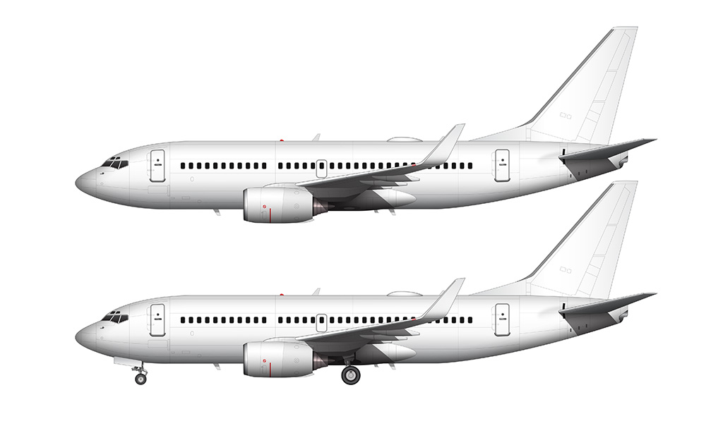 Boeing 737-700 blank illustration templates