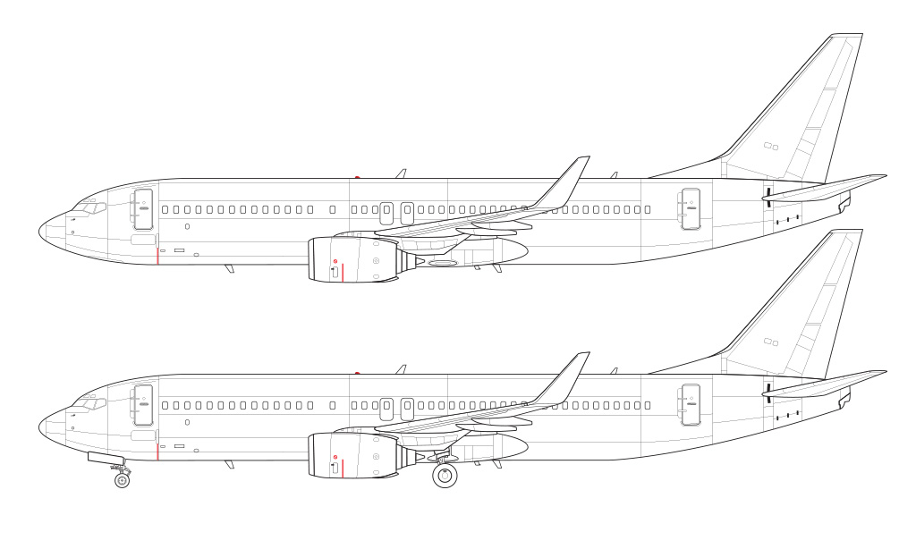 Boeing 737-800 blank illustration templates – Norebbo