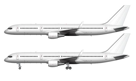 Boeing 757-200 blank illustration templates (plus freighter / cargo variants)