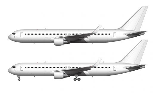 Boeing 767-300 blank illustration templates (including freighter versions)