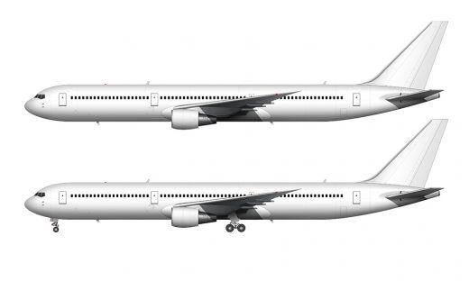 Boeing 767-400 blank illustration templates