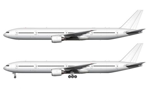 Boeing 777-300 blank illustration templates