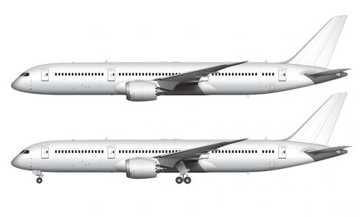 Boeing 787-9 blank illustration templates