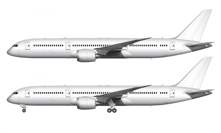 Boeing 787-9 blank illustration templates – Norebbo