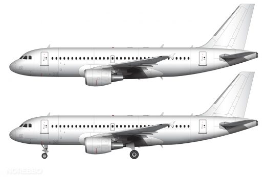 Airbus A319 blank illustration templates