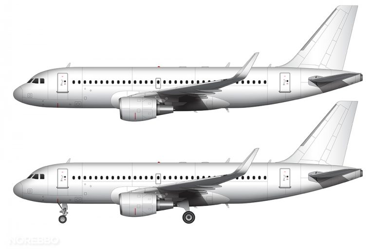 Airbus A319 blank illustration templates – Norebbo