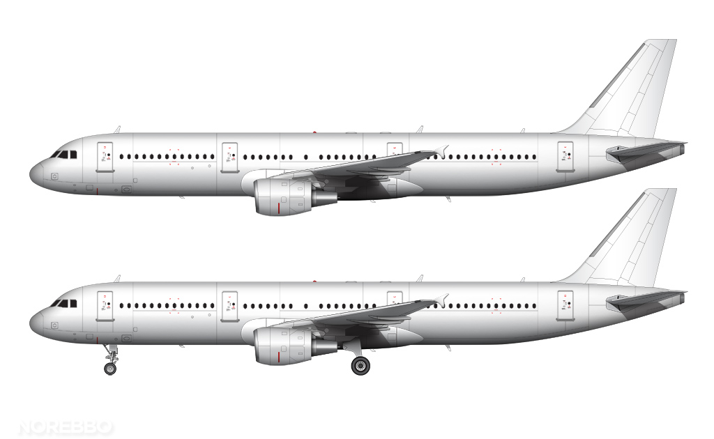 Airbus A321 blank illustration templates