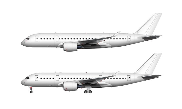 » Airbus A350-800 blank illustration templates