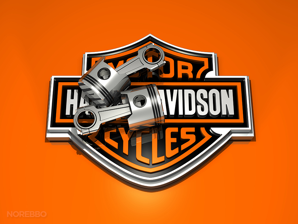 3d harley davidson logo and engine pistons