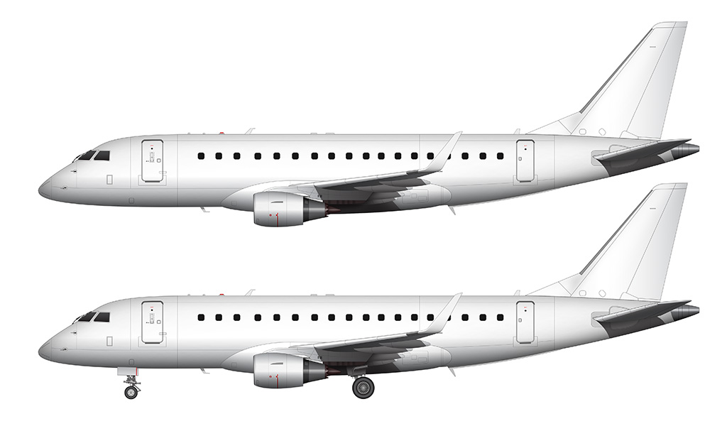 embraer 175 template all white side view