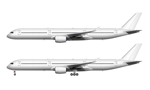 Airbus A350-1000 blank illustration templates