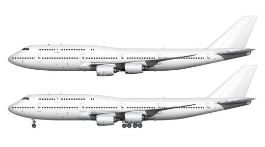 Boeing 747-8i blank illustration templates