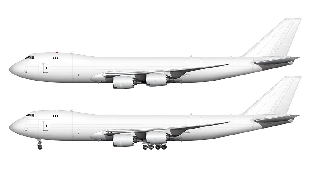 Boeing 747-8F blank illustration templates