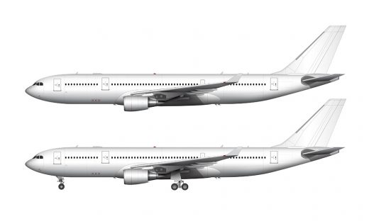 Airbus A330-200 blank illustration templates with GE engines