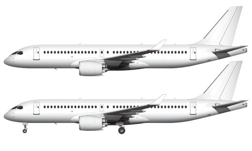 Bombardier CS300 (Airbus A220-300) blank illustration templates