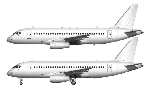 Sukhoi SSJ-100 blank illustration templates