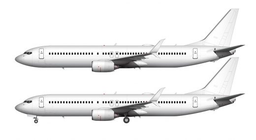 Boeing 737-900ER with split scimitar winglets blank illustration templates