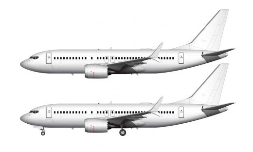 Boeing 737 MAX 7 blank illustration templates