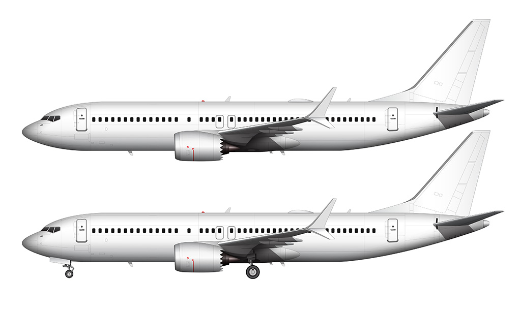 Boeing 737 MAX 8 blank illustration templates