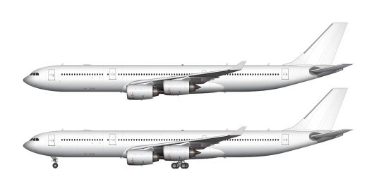 Airbus A340-500 blank illustration templates