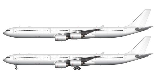 Airbus A340-600 blank illustration templates