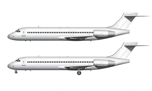 Boeing 717-200 blank illustration templates