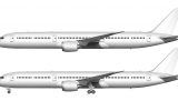 All white Boeing 787-10 side view