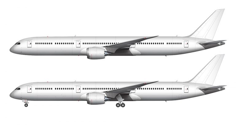 Boeing 787-10 blank illustration templates